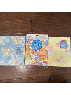 NIP Vintage WRAPPING PAPER Disney Mickey Mouse Party Baby Shower X3